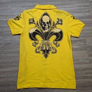Phillip Plein Men's EU Large (Closer to US Small Medium) Skull Polo Y2K Yellow